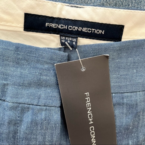 FCUK French Connection Chambray Flat Front Trousers Pockets - Picture 8 of 10